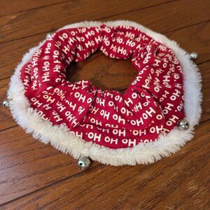 Simply Dog Ho Ho Ho 2007 Red Scrunchie Santa Dog Collar Costume w/Bells Sz L